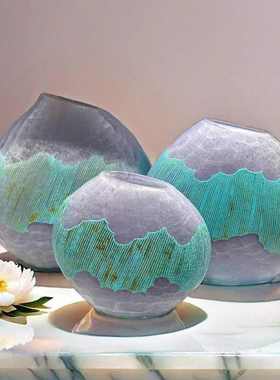 民摆件装饰品烛台出口台面花瓶彩色玻璃轻桌面欧式办公室宿居家奢