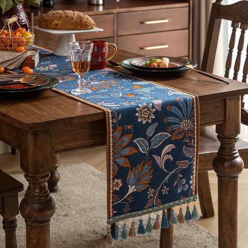 正品蔓越家 复古提法花桌旗布艺餐式桌旗布柜茶几电视桌布餐桌布