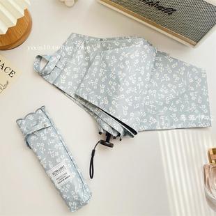 高档羽U毛超轻135g折叠抗遮V阳新伞小清黑胶三折伞女神防晒遮阳伞