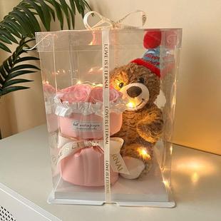 小熊玩偶花束永生花抱抱桶女生生日礼物送女友闺蜜情人节礼物