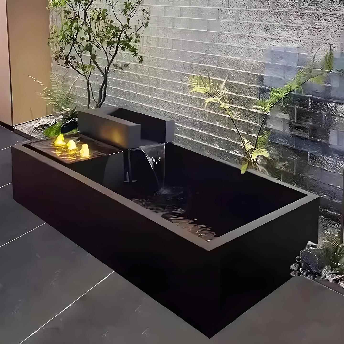 定制不锈钢流水池瀑布喷泉摆件庭院花园别墅景观涌泉循环水景造景