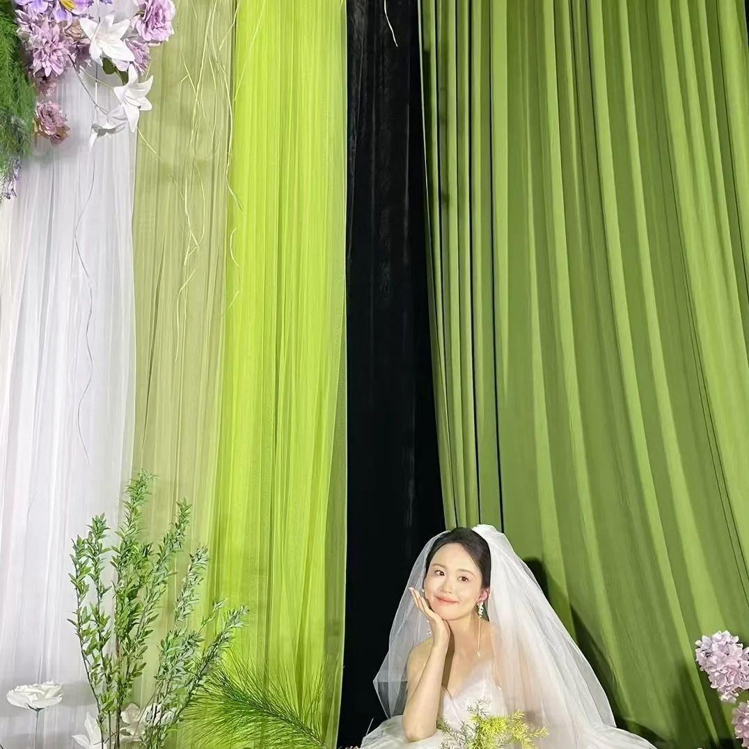 婚庆牛奶丝弹力布婚礼堂布置吊顶布幔舞台背景装饰拱门布绿色森系
