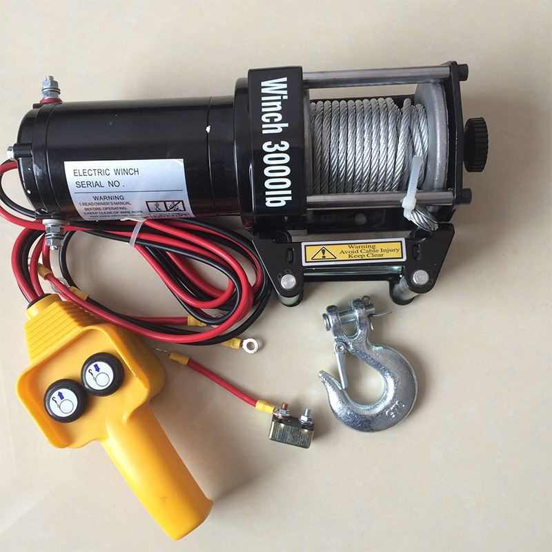 12V24V微型车载电动绞盘 3000磅电动绞盘 小型电动吊机 提升机