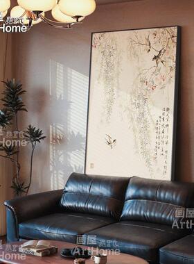 东方美学小红书款客厅装饰画花鸟复古餐厅壁画现代中古风玄关挂画