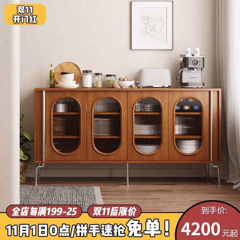 庄里家具复古实木餐边柜墙柜中古风边柜储物柜北欧长柜子诧寂方柜
