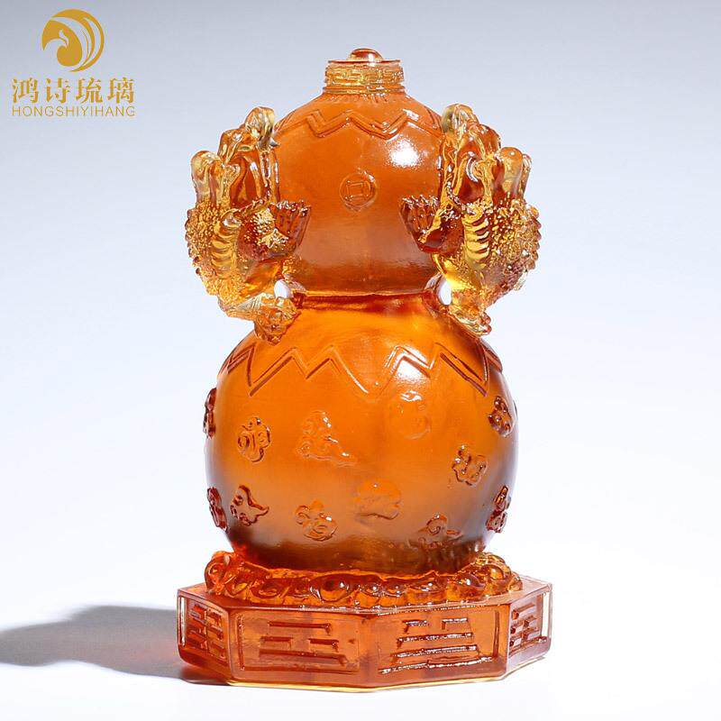 三足金蟾葫芦摆设客厅玄关工艺品琉璃摆件办公室柜子装饰品手工