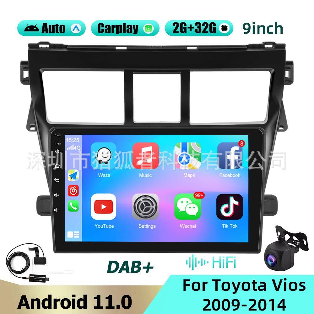 适用于丰田9寸威驰09-14大屏车载Carplay安卓导航汽车中控一体机