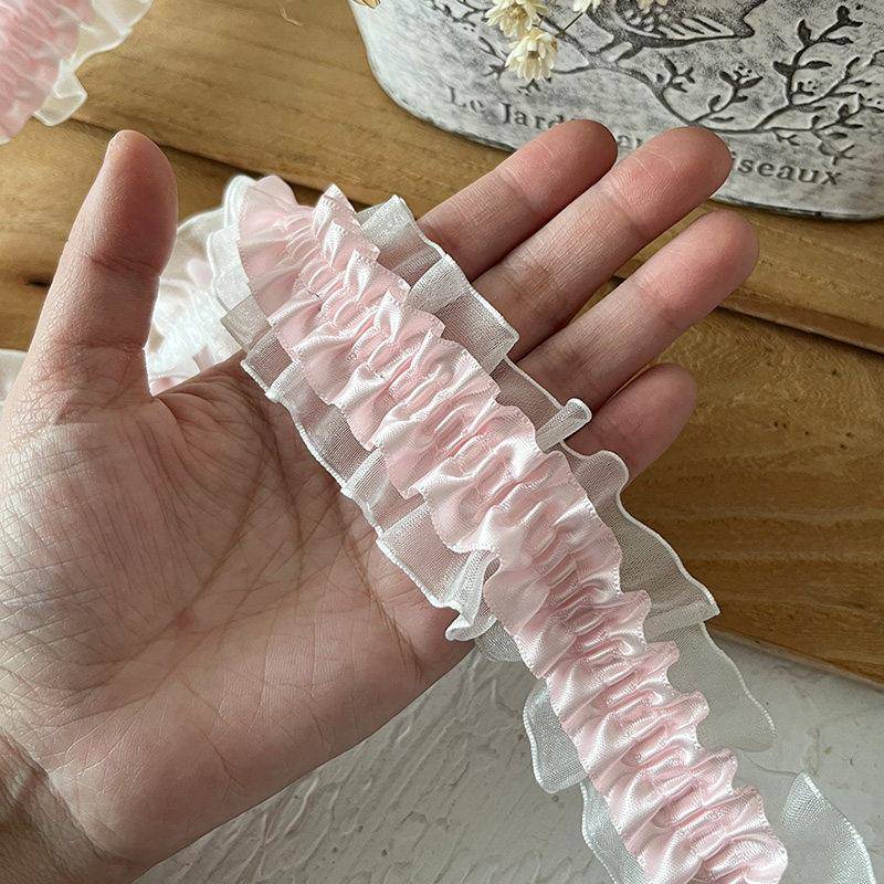 蕾丝花边丝带粉色弹力辅料weo花边