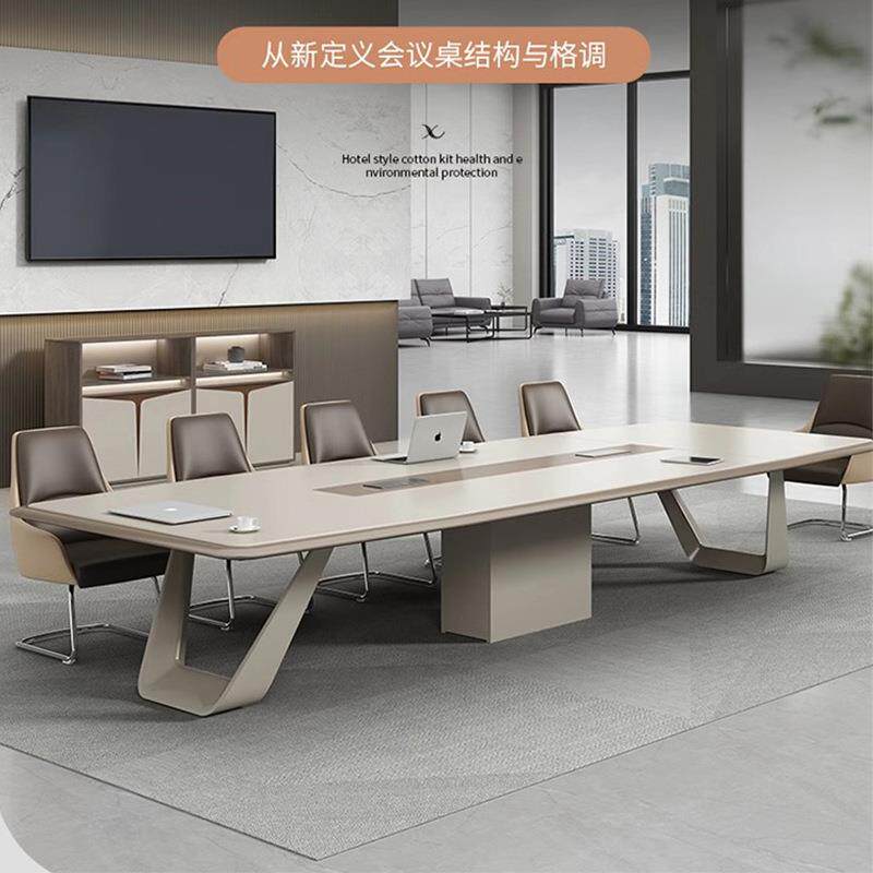 大型烤漆会议桌长桌简约现代办公工作台会议室洽谈接待桌椅子组合