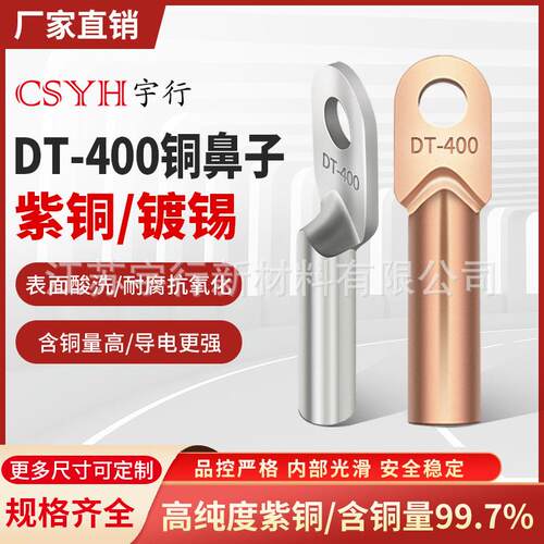 DT镀锡本色铜鼻子DT-400平方铜鼻子接线端子线耳线鼻子非标铜
