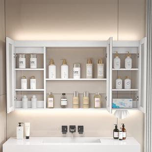 智能单独镜柜卫生间墙式实木收纳梳妆镜浴室镜子带灯一体置物架
