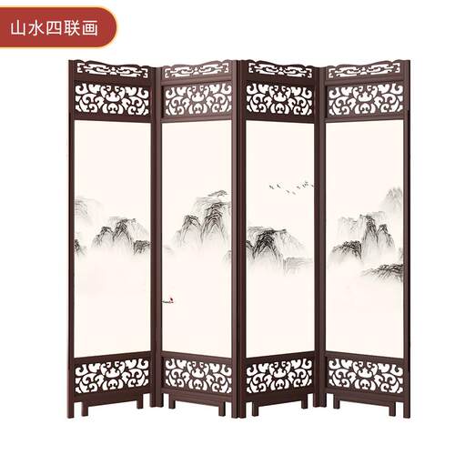 高档实木中式彷古屏折叠可移动卧室风遮挡隔客断覆厅隔断玄关双面