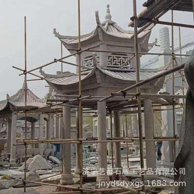 园亭林户外石亭子石雕凉亭石材长廊公园别墅中式庭院六角石亭