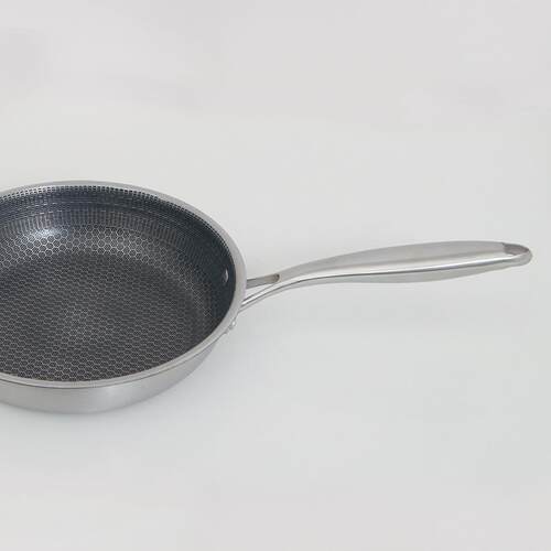 厂家直供不锈钢炒锅蜂窝钢涂层不沾锅平底nonstick cookware
