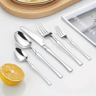 stainless 24pcs steel Silver Steak and knife cutlery