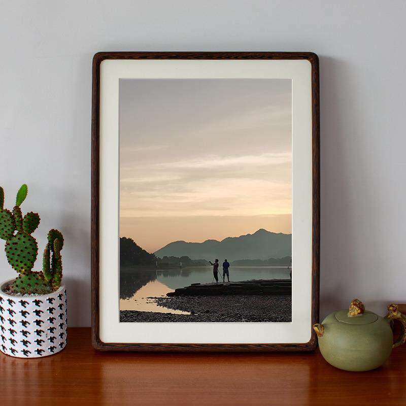 实木相框摆台6/8/12寸原木画框装裱洗照片做成相框挂墙a4黑胡桃框