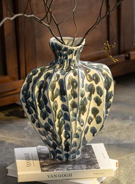 YB-hy507艺鎏贝子高级感手工陶客瓷花瓶中古风墨艺术房花器民宿酒