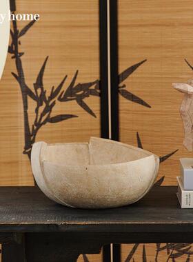 迪斯凯浅咖色不规峦则边样装饰果盘t60471摆中式客厅板间居家装饰