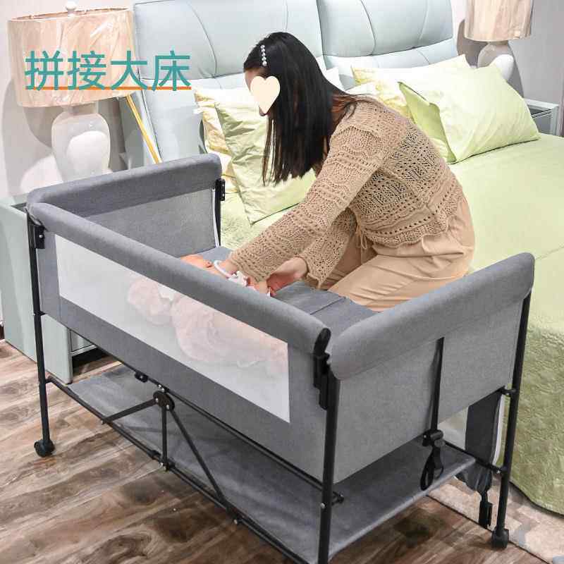 德20多26新款婴儿床可移动功能可折叠加大款宝宝JCZ国床床儿睡蓝