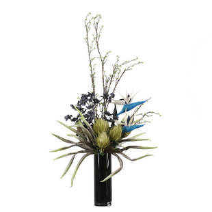 花艺样板房客厅装 现代欧美高档仿真花套装 饰摆件轻奢家居玻璃摆设