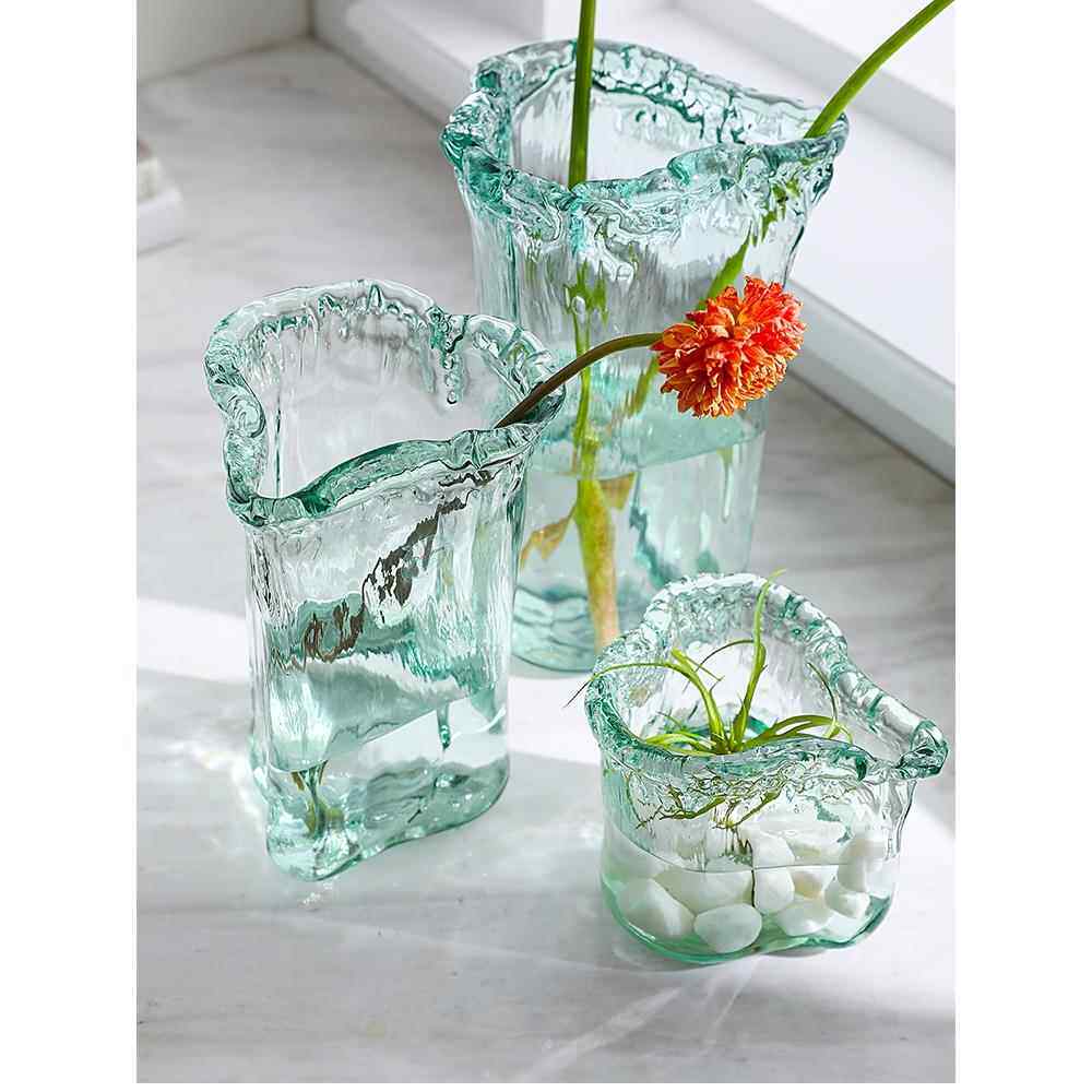西班牙进口玻璃花瓶 北欧简约插花花器 客厅餐厅电视柜装饰品摆件