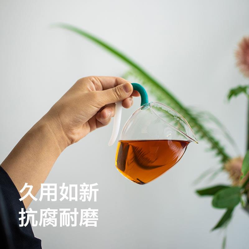 新款直销日式彩把玻璃公道杯加厚分茶器茶海单个草堂自慢公杯