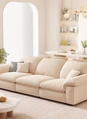 式奶油意风布艺沙发客小户布型简约现代厅轻奢科技直2231排布艺小