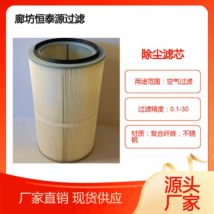恒泰源过滤 工业脉冲仓顶除尘滤芯 抛丸机防静电粉尘滤筒