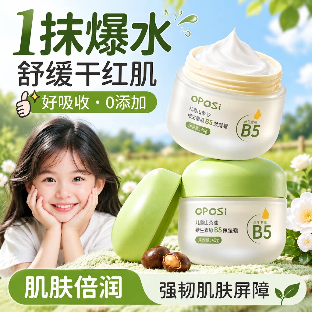 OPOSi儿童面霜婴儿宝宝3-12岁山茶油高保湿滋润补水润肤乳液40g