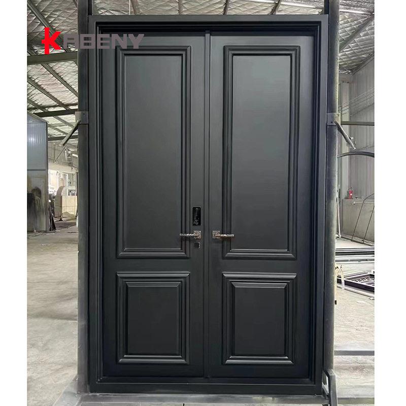 金属双开大门锻打铁艺门镶欧美风格铁皮门别墅门入户门自建房大门