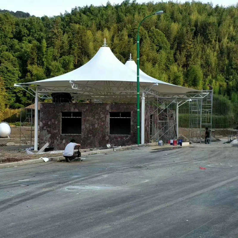 户外景观棚膜结构汽车停车棚景区膜结构遮阳雨棚张拉膜雨棚安装