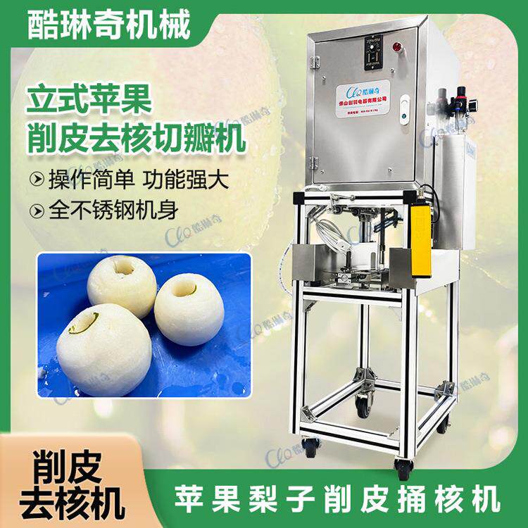 苹果梨子削皮桶核机立式水果去皮去核切瓣机操作简单不锈钢材质