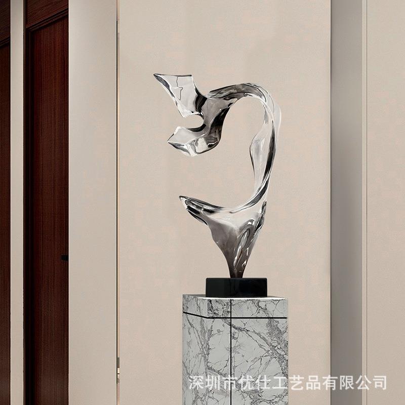 售楼处楼梯间酒店大堂抽象透明树脂雕塑玄关客厅电视柜摆件饰品