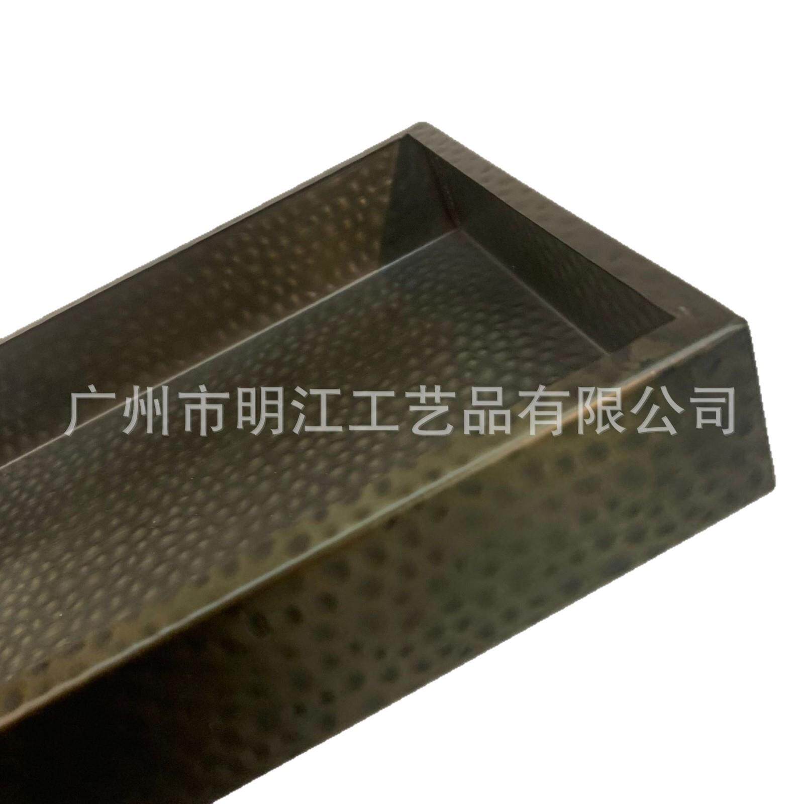 敲打仿铜锤纹不锈钢方形花器凹凸面金属苔藓微景观盘装饰不退不换