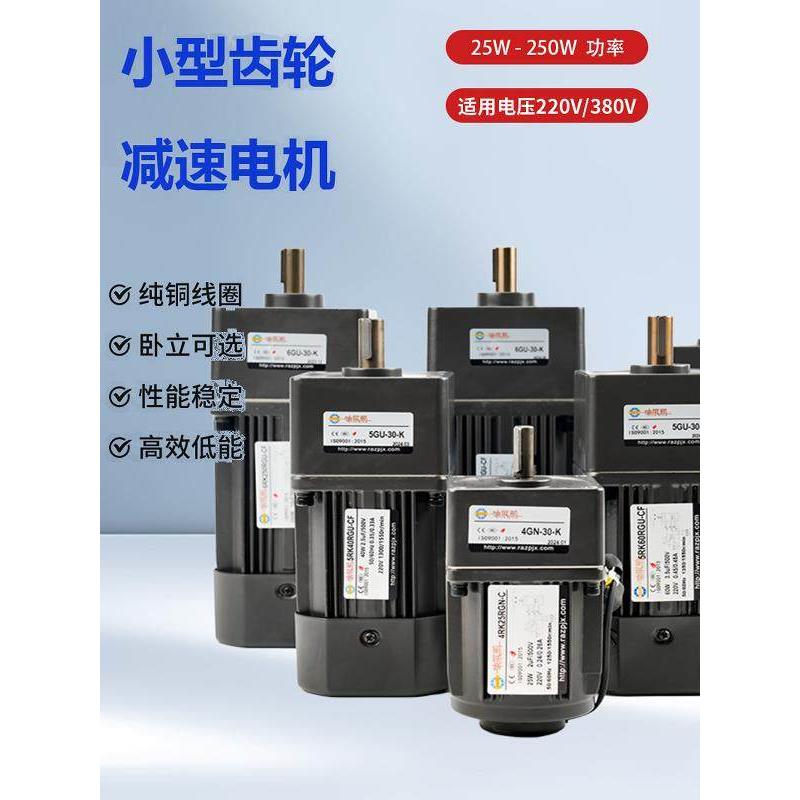 瑞展鹏可调速电机220V微型齿轮减速电机200W单相减速电机一体马达