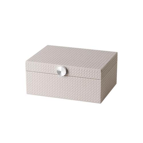 简约轻奢石英灰皮革编织纹装饰盒摆件样板房衣帽间妆台首饰盒装饰