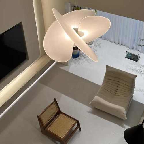 北欧创意挑高蚕丝客厅吊灯设计师餐厅吊灯loft民宿复式楼楼梯灯具