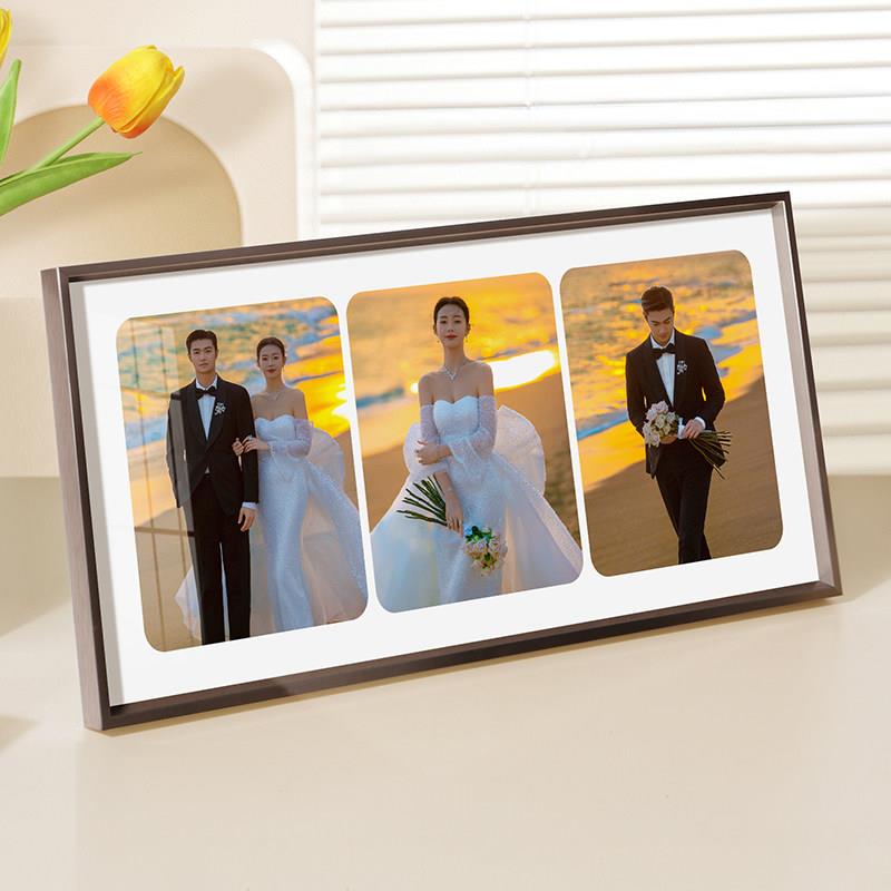 相框摆台定制三宫格婚纱照洗宝宝儿童相片制作水晶相本放大全家福