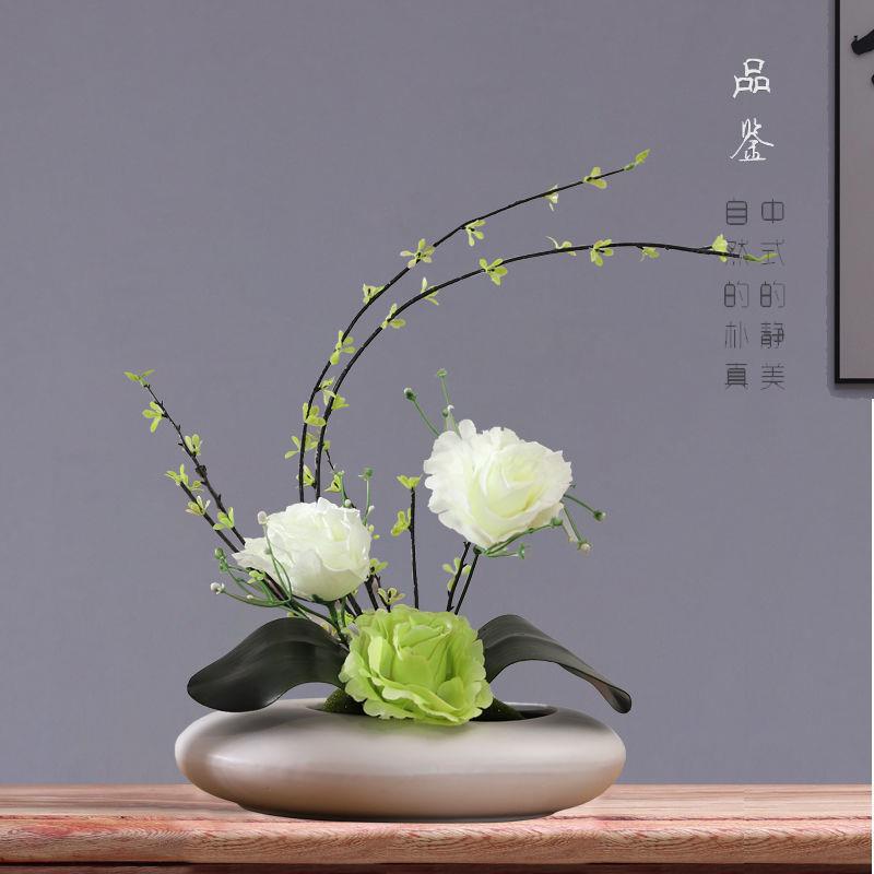 仿真花玫瑰花艺套装摆件简约家居客厅电视柜创意装饰假花绢花摆设