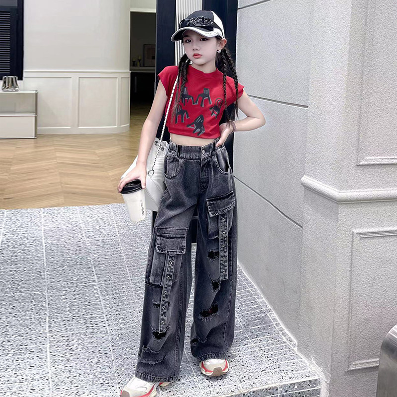 皮皮妞女童爵士舞服2025春夏套装