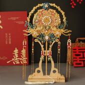 团扇新娘结婚diy材料包中式 古风高级秀禾服重工双面双色手工喜扇