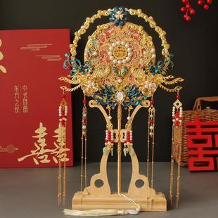 团扇新娘结婚diy材料包中式 古风高级秀禾服重工双面双色手工喜扇