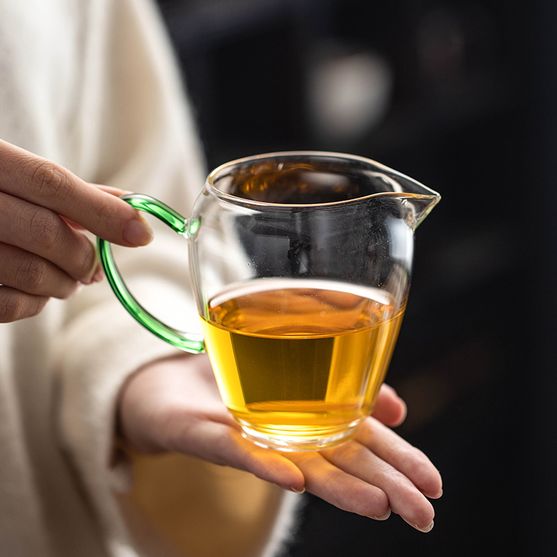 透明玻璃公道杯加厚带把茶海分茶器耐高温倒茶器公杯功夫茶具配件