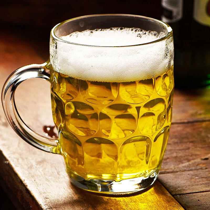 660ml大容量凤梨杯水杯大号啤酒杯带把杯茶杯玻璃杯泡茶杯扎啤杯