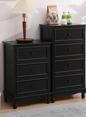 3Y斗实J518木美式收纳小储物柜柜卧床尾柜客厅靠墙柜子置物黑室色