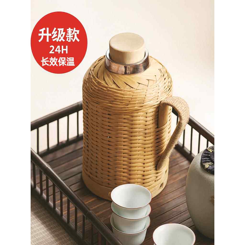 家用覆古竹编暖壶热水保温瓶文艺手工暖瓶开水壶不锈钢玻璃内胆