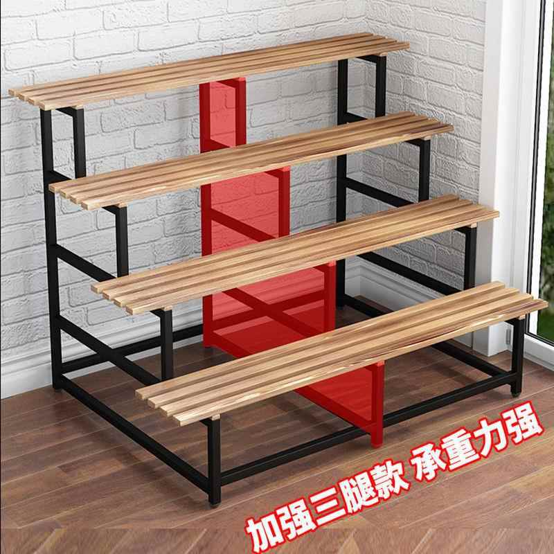 阳台多肉架室外铁艺阶梯花架庭院防腐木多花层花架MDI子盆景置物