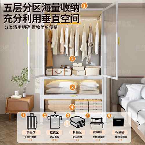 家用收纳柜架卧租室简易宝宝衣柜一体层置物出房婴儿675衣用橱储