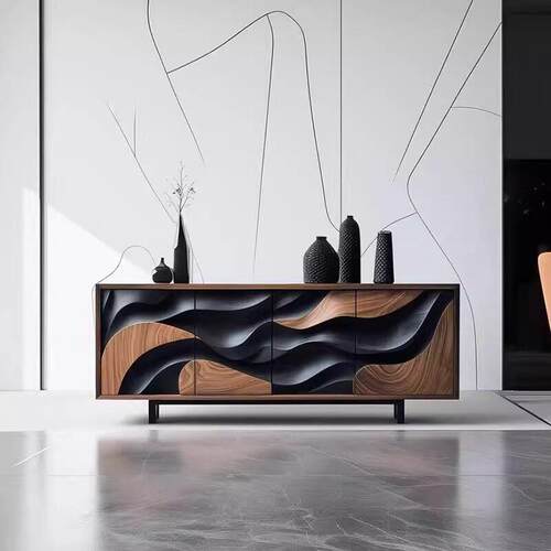 意式轻奢全实木玄关柜客厅装饰边柜电视地柜高级感收纳储物餐柜