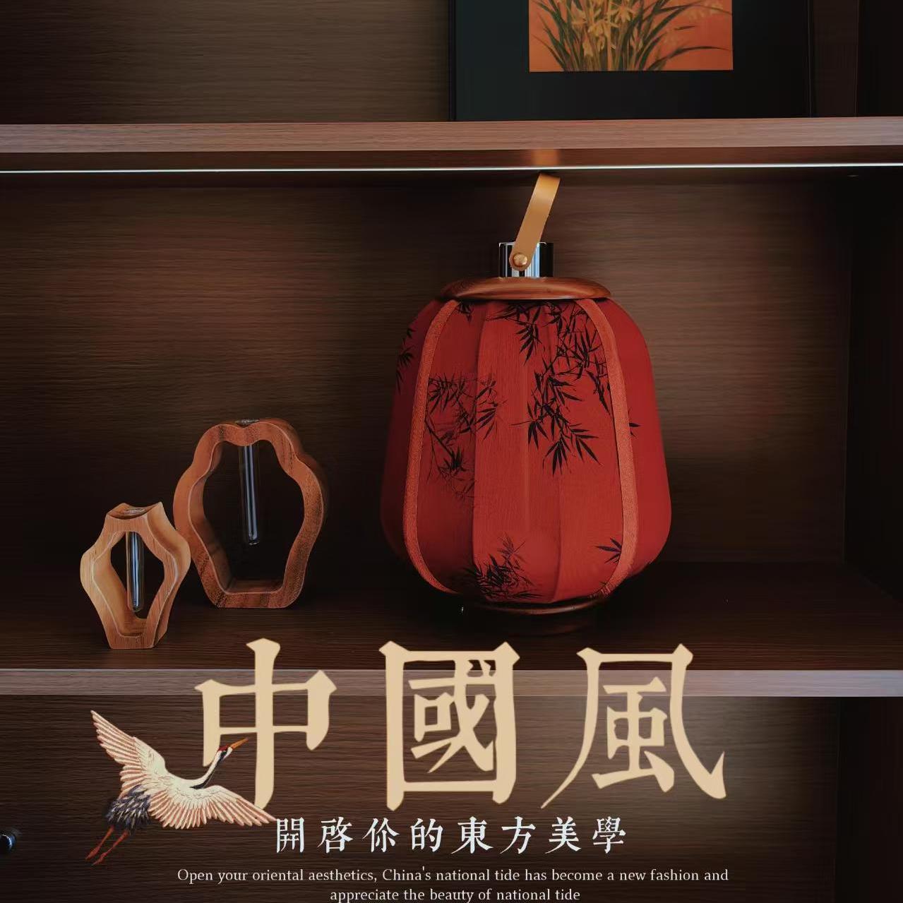 新中式落地手提宫灯笼布艺台灯新中式复古客厅卧室夜灯书法气氛灯